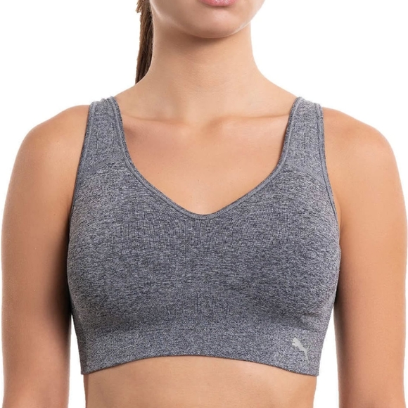 🆕 Puma | 2 Pack Convertible Seamless Sports Bras Grey & Black Size Medium - Picture 5 of 10